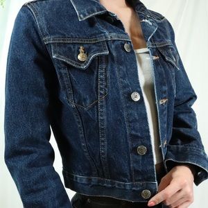 Fitted denim blue jean jacket